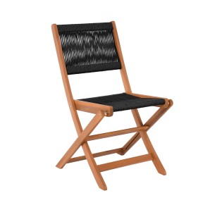 SPRING Καρέκλα Πτυσσόμενη Βεράντας - Κήπου / Ξύλο Ακακία Φυσικό - Rope Wicker Μαύρο 2