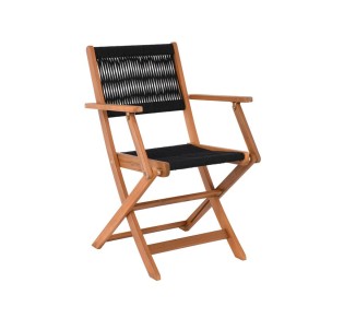 SPRING Folding Armchair / Acacia Natural - Rope Wicker Black