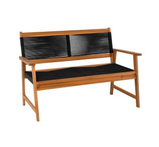 SPRING Living 2-Seat Bench / Acacia Natural - Rope Wicker Black 2