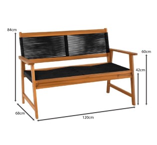SPRING Living 2-Seat Bench / Acacia Natural - Rope Wicker Black