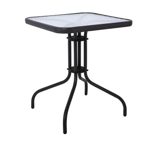 BALENO Τραπέζι Κήπου - Βεράντας 60x60cm / Μέταλλο Βαφή Μαύρο - Γυαλί Tempered 2
