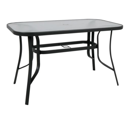 RIO Table 150x90cm / Metal Black - Tempered glass