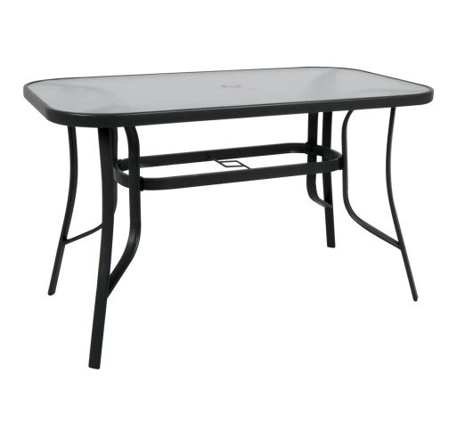 RIO Table 150x90cm / Metal Black - Tempered glass