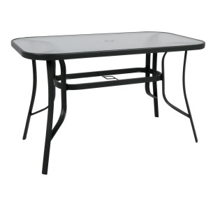 RIO Τραπέζι Κήπου - Βεράντας 150x90cm / Μέταλλο Βαφή Μαύρο - Γυαλί Tempered