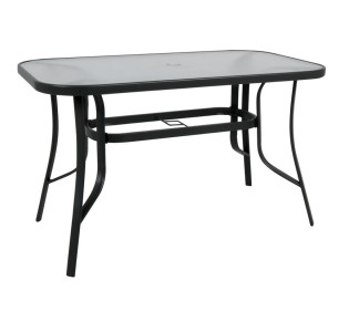 RIO Table 140x80cm / Metal Black - Tempered glass