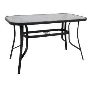 RIO Table 140x80cm / Metal Black - Tempered glass