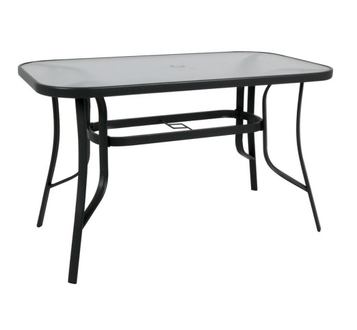 RIO Table 120x70cm / Metal Black - Tempered glass