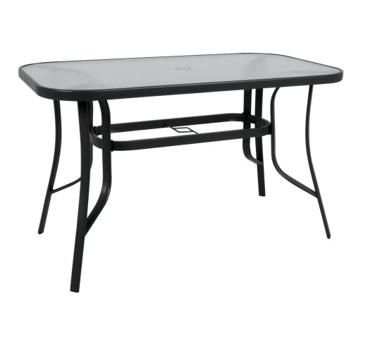 RIO Τραπέζι Κήπου - Βεράντας 120x70cm / Μέταλλο Βαφή Μαύρο - Γυαλί Tempered