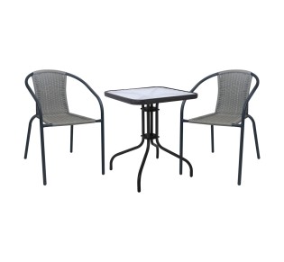 BALENO-W 3pcs Set / Metal Black - Mixed Grey Wicker