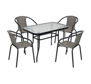BALENO-W 5pcs Set / Metal Black - Mixed Grey Wicker