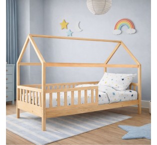 DREAM τύπου Montessori Παιδικό Κρεβάτι με Στρώμα 90x190xH19cm / Ξύλο Πεύκου - Απόχρωση Φυσικό 2