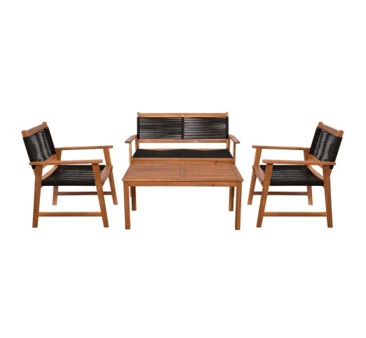 SPRING Living 4pcs Set / Acacia Natural - Rope Wicker Black