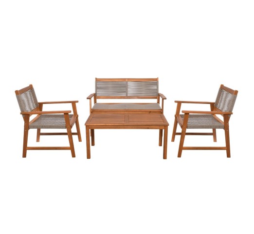 SPRING Living 4pcs Set / Acacia Natural - Rope Wicker Beige