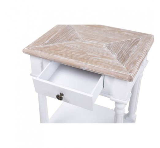 HISTORY NIGHTSTAND WHITE NATURAL 46x37xH67cm