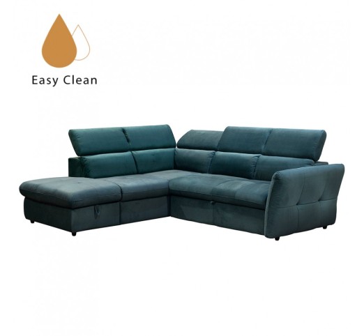 MONSERAT SOFA BED CORNER LEFT PETROL 254x224x90cm