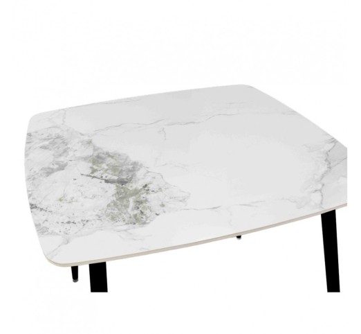 QUADRO ΤΡΑΠΕΖΙ ΛΕΥΚΟ ΜΕ ΟΨΗ ΜΑΡΜΑΡΟΥ 90x90xH77cm