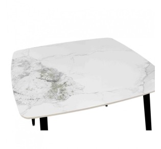 QUADRO ΤΡΑΠΕΖΙ ΛΕΥΚΟ ΜΕ ΟΨΗ ΜΑΡΜΑΡΟΥ 90x90xH77cm
