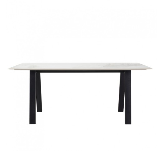 NOTTE ΤΡΑΠΕΖΙ ΛΕΥΚΟ ΠΕΤΡΑ ΜΑΥΡΟ 180x90xH76cm
