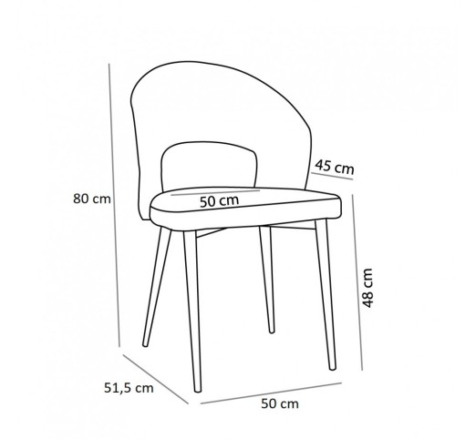 KIMONO CHAIR GREY 50x51,5xH80cm