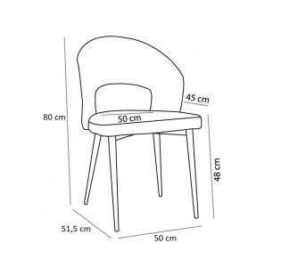 KIMONO CHAIR GREY 50x51,5xH80cm