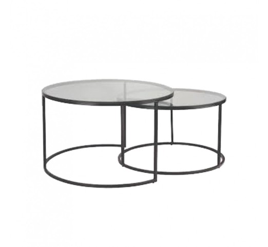 SOLAR COFFEE TABLE SET 2ΤΕΜ ΜΑΥΡΟ 75x75xH45cm