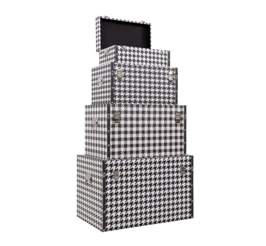 FERRE ΜΠΑΟΥΛΑ SET 4ΤΕΜ ΜΑΥΡΟ ΛΕΥΚΟ 64x40xH40cm