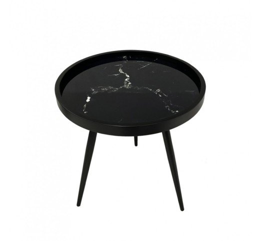 MARM SIDE TABLE BLACK WITH PATTERN BLACK 49,5x49,5xH52cm