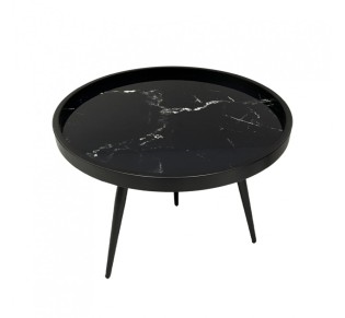 MARM COFFEE TABLE ΜΑΥΡΟ ΜΕ PATTERN ΜΑΥΡΟ 60x60xH45cm
