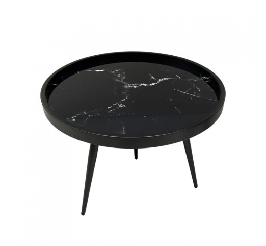 MARM COFFEE TABLE ΜΑΥΡΟ ΜΕ PATTERN ΜΑΥΡΟ 60x60xH45cm