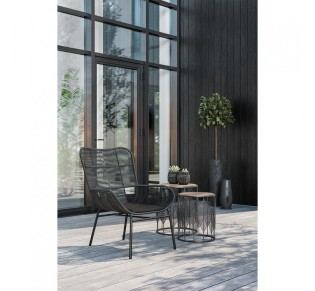 LEAF COFFEE TABLE SET 2ΤΕΜ ΜΑΥΡΟ ΦΥΣΙΚΟ 40x40xH45cm