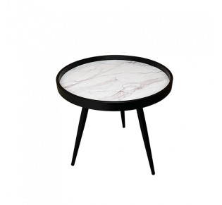 MARM SIDE TABLE WHITE WITH PATTERN BLACK 49,5x49,5xH52cm