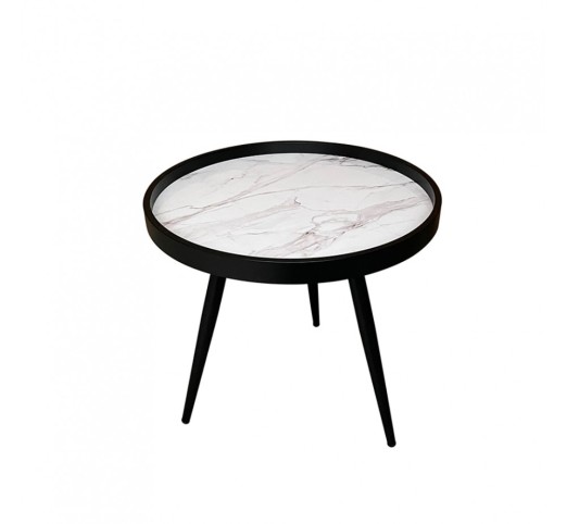 MARM SIDE TABLE WHITE WITH PATTERN BLACK 49,5x49,5xH52cm