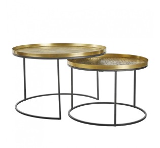 TOTALE COFFEE TABLE SET 2PCS BRASS ANTIQUE BLACK 76x76x43.5cm