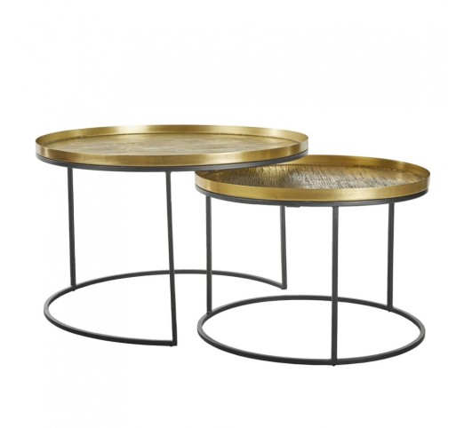 TOTALE COFFEE TABLE SET 2PCS BRASS ANTIQUE BLACK 76x76x43.5cm