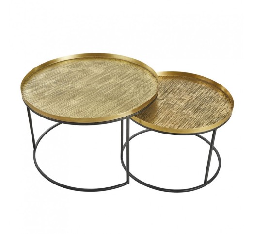 TOTALE COFFEE TABLE SET 2PCS BRASS ANTIQUE BLACK 76x76x43.5cm
