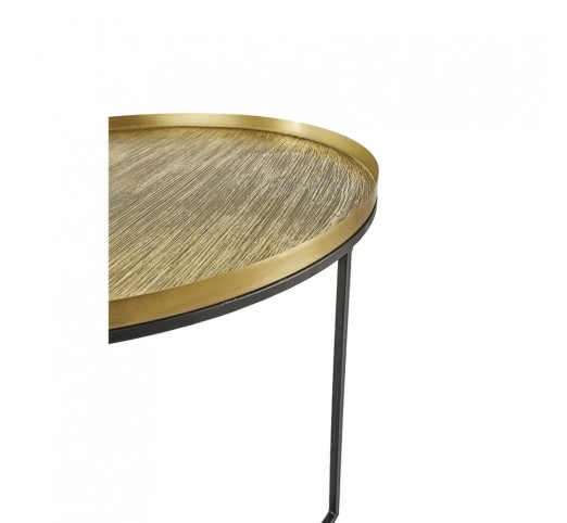 TOTALE COFFEE TABLE SET 2ΤΕΜ BRASS ANTIQUE ΜΑΥΡΟ 76x76xH43,5cm