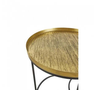 TOTALE SIDE TABLE SET 2ΤΕΜ BRASS ANTIQUE ΜΑΥΡΟ 49x49xH56cm