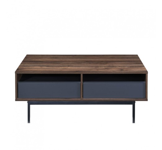 GROOVES COFFEE TABLE 2DRAWERS WALNUT GREY 110x60x45cm