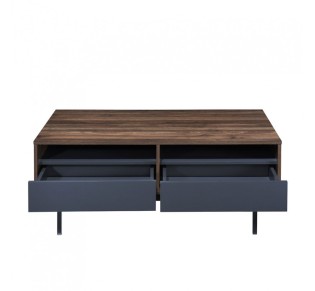 GROOVES COFFEE TABLE 2DRAWERS WALNUT GREY 110x60x45cm