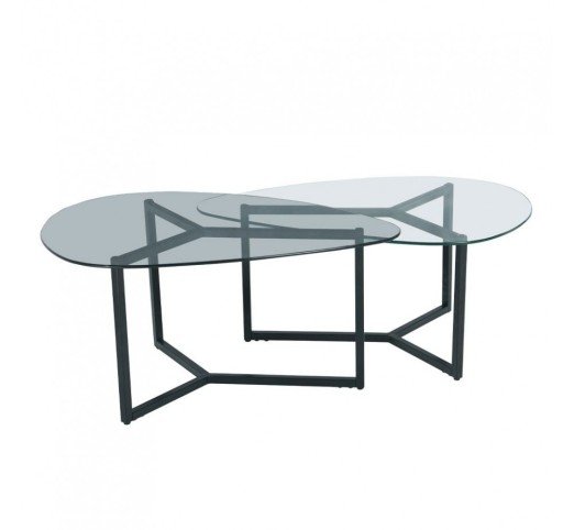 ROCKS COFFEE TABLE SET 2PCS TRANSPARENT FUME BLACK 82x59xH40cm