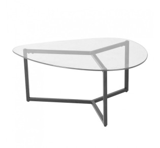 ROCKS COFFEE TABLE SET 2ΤΕΜ ΔΙΑΦΑΝΟ FUME ΜΑΥΡΟ 82x59xH40cm
