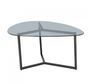 ROCKS COFFEE TABLE SET 2ΤΕΜ ΔΙΑΦΑΝΟ FUME ΜΑΥΡΟ 82x59xH40cm