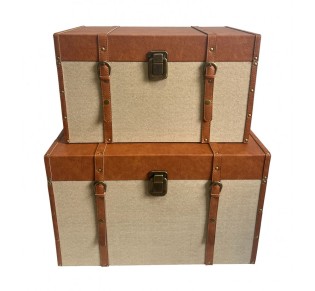 RIND ΜΠΑΟΥΛΑ SET 2ΤΜΧ ΜΠΕΖ ΚΑΦΕ 64x40xH40cm