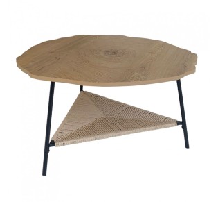 TREE COFFEE TABLE ΦΥΣΙΚΟ ΜΑΥΡΟ 80x80xH42cm