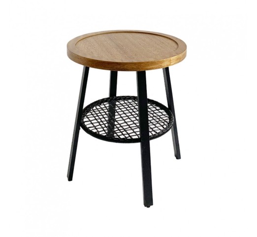 FILET SIDE TABLE ΦΥΣΙΚΟ ΜΑΥΡΟ 45x45xH52cm