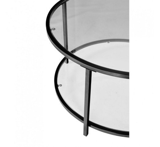 MOON COFFEE TABLE ΔΙΑΦΑΝΟ ΜΑΥΡΟ 80x80xH42cm
