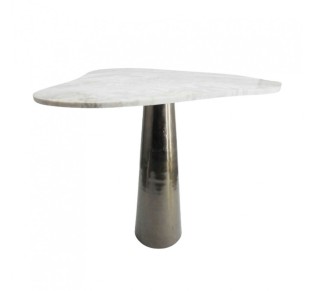 CURVE SIDE TABLE ΜΑΥΡΟ NICKEL ΛΕΥΚΟ 63,5x52xH63,5cm