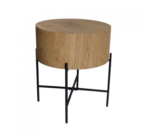 MADERA SIDE TABLE ΦΥΣΙΚΟ ΜΑΥΡΟ 45x45xH45cm