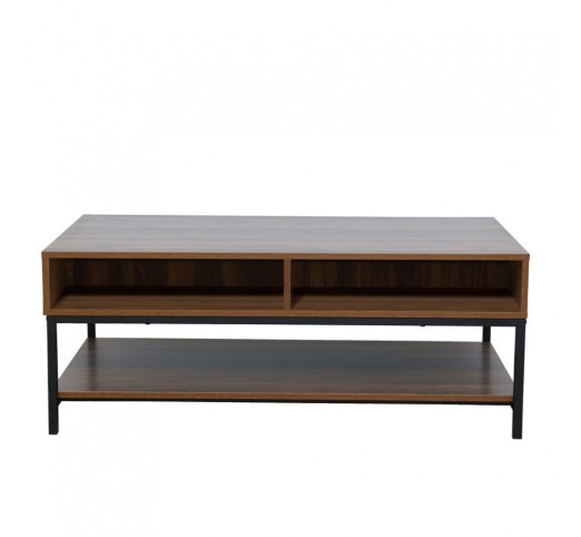 ZUMA COFFEE TABLE 2DRAWERS 3SHELVES WALNUT BLACK 111,5x60xH44cm