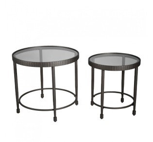 GRANAZ SIDE TABLE SET 2ΤΕΜ GUNMETAL 65x65xH60cm